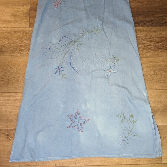 Vintage Embroidered Jean Denim Dress & Button Up Top 2 Piece Set Outfit Large - Picture 8 of 13